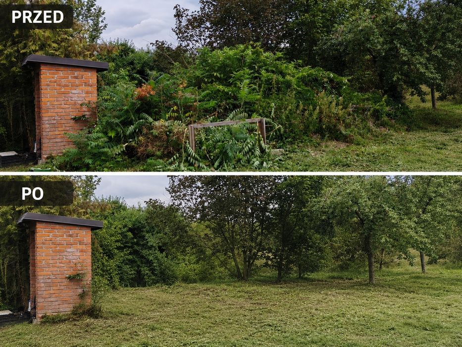 Porządkowanie działek, koszenie, wycinka, rębak