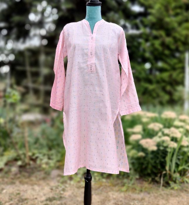 Tunika indyjska M 38 różowa róż bawełna orient boho hippie kurta