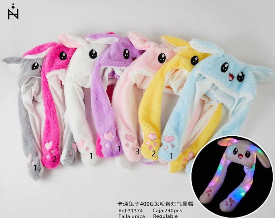 Gorro de Pelúcia Fofo com Orelhas Móveis
