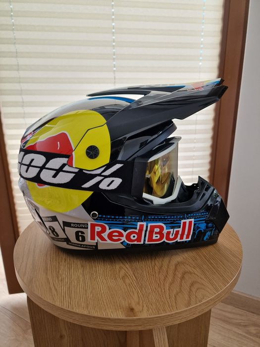 Nowy kask Red bull + google 100% corss, enduro