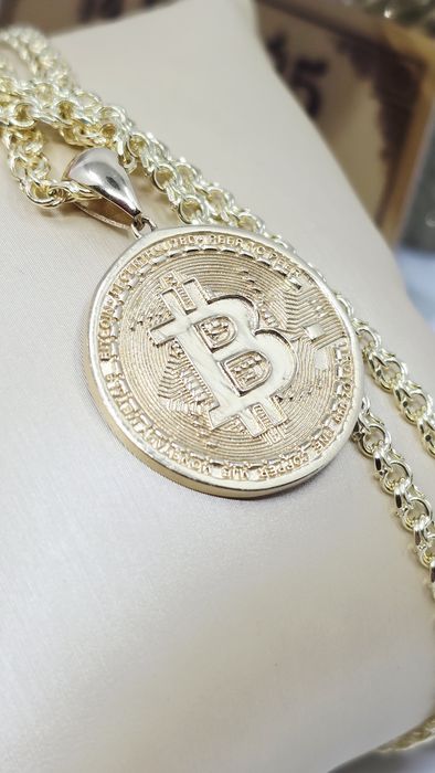 Złota zawieszka Bitcoin próba 585 14k