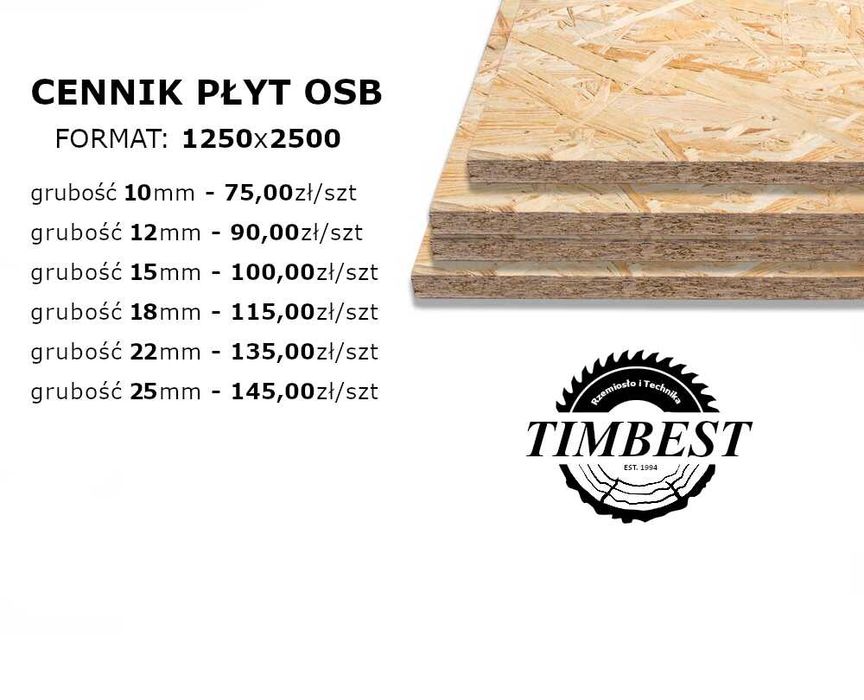 Płyta OSB 1250x2500 płyty grubość 10/12/15/18/22/25