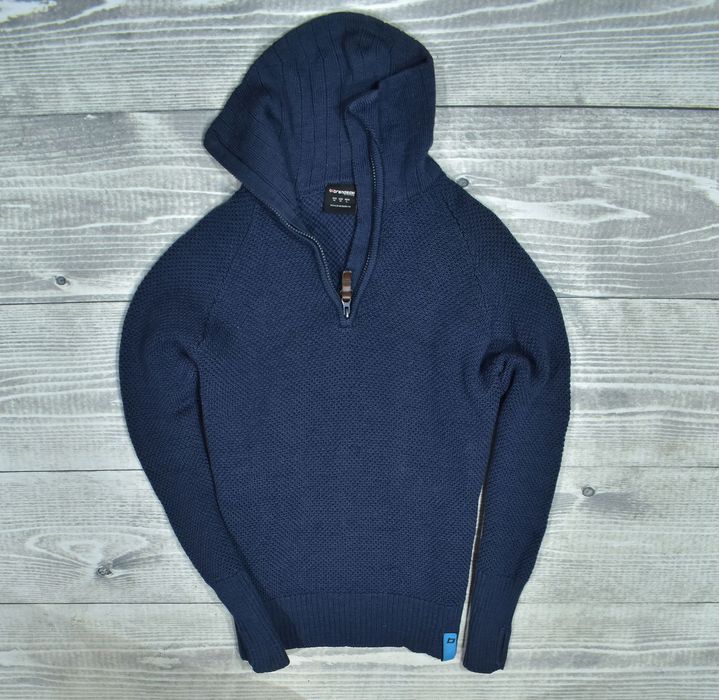Brandsal Granatowy Sweter Merino Wool Zipneck Sportowy M
