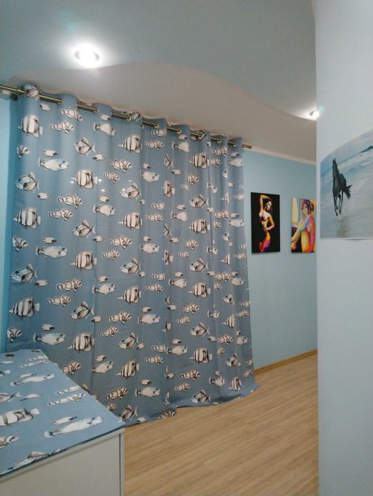 Штора на люверсах натуральный коттон в морском стиле ширина 280 см