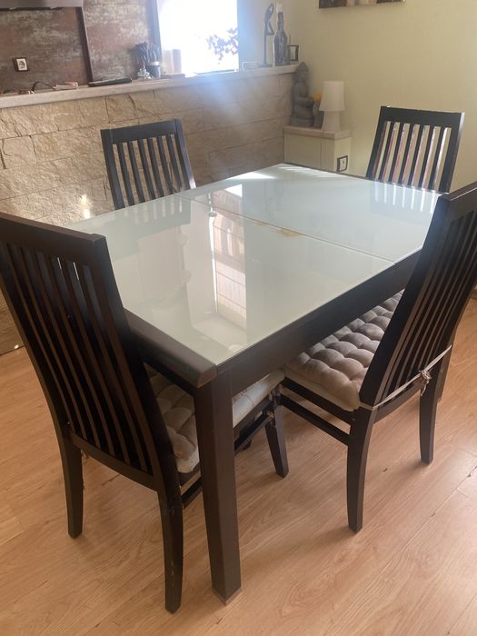 Стол + стулья натур дерево