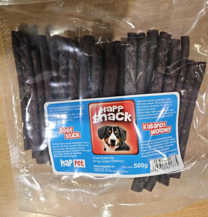 Przysmak dla psa, 500g, kabanosy wołowe