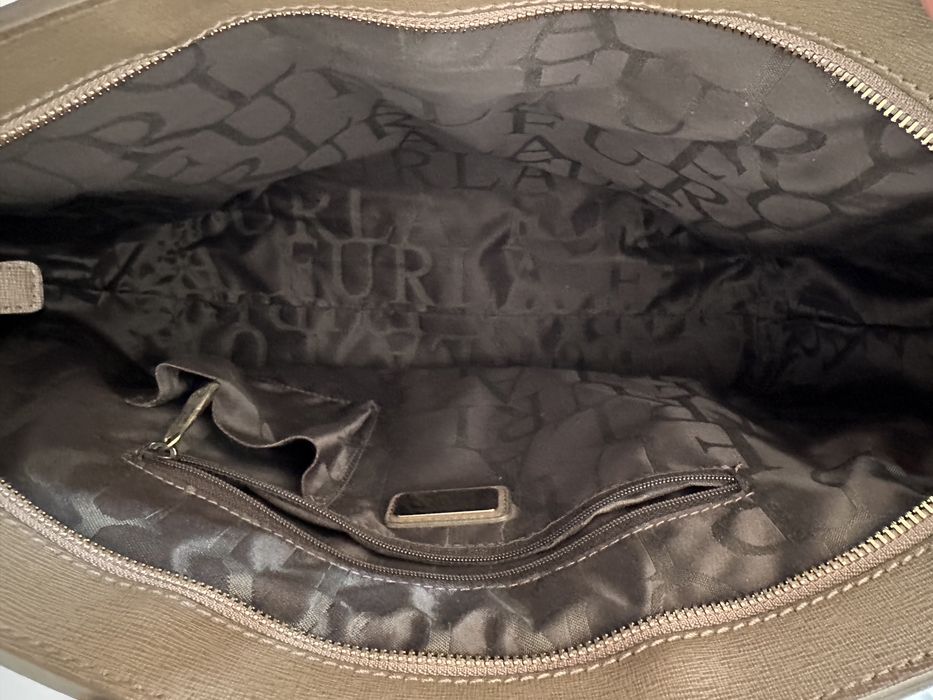 Furla torebka bezowa, skórzana, mieszcząca A4