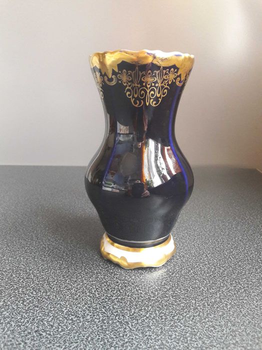 Wazonik Echt Weimar Kobalt 12 porcelana antyczna    wys 14 /6,5 cm