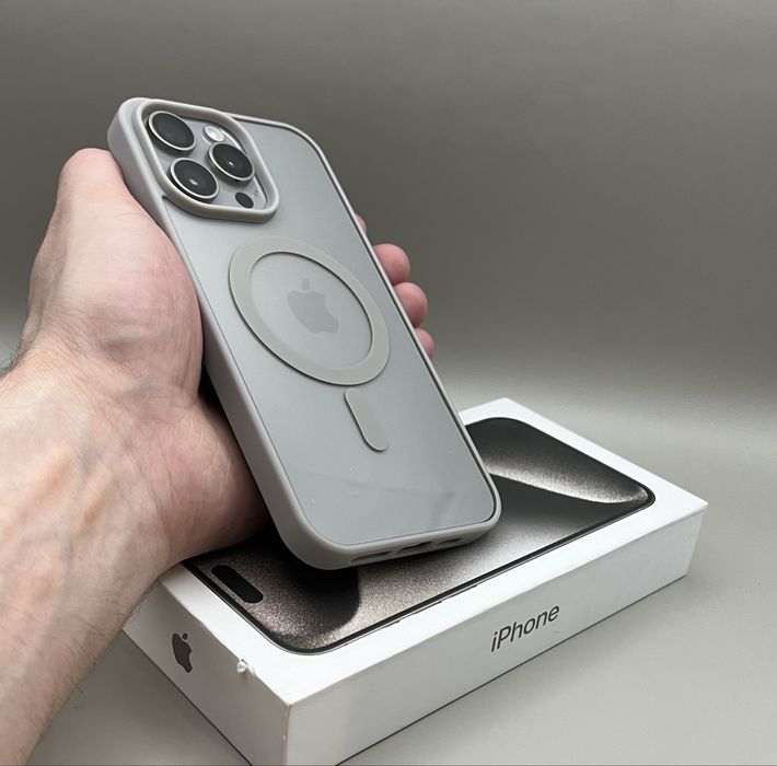 Чехол iPhone 15 Pro Max Grey MagSafe, 14 Pro Max серый, не желтеет