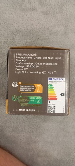 Lampka nocna LED  KONICZYNA w szklanej kuli NA USB
