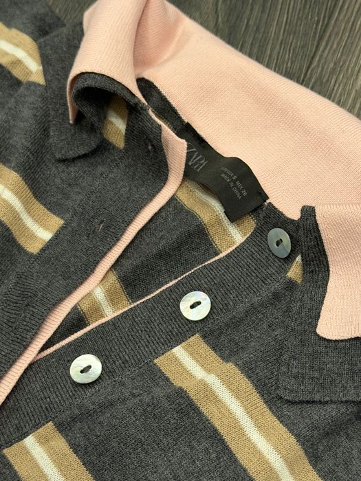 Жіночий светр-поло Zara в смужку з подвійним ефектом