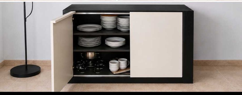 Conjunto de móveis de sala modernos – preto/branco