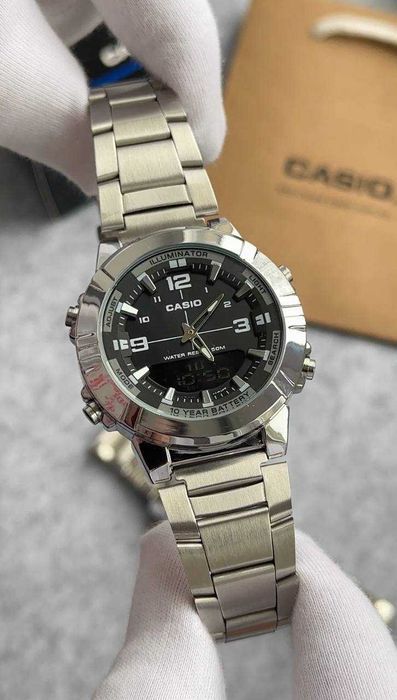 Годинник casio 870 silver black | часы мужские | касио годинник чоловічий | часы casio