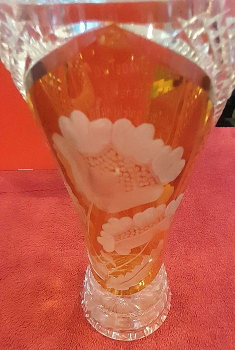 Wazon kryształowy PRL szerokość 11cm wysokość 29cm