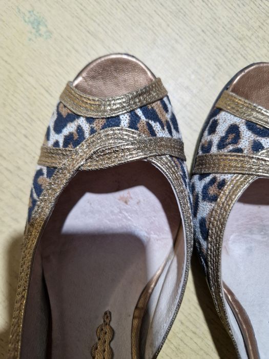 Buty czółenka szpilki złoto-brązowo-beżowe