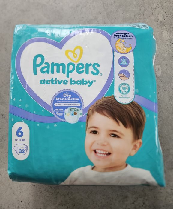 Pampers active baby rozmoar 6 nowe 32 sztuki