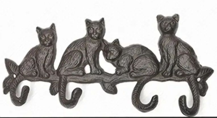 Decoração em Ferro Gatos c/ 4 ganchos