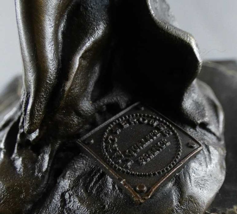 Figura TANCERKA Akt kobieta BRĄZ marmur RZEŹBA sygnowana pieczęć 36 cm