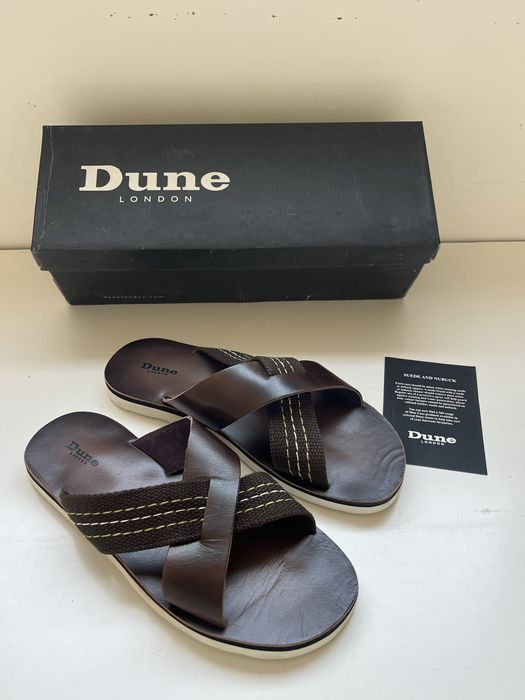 Męskie brązowe klapki skórzane dune 41