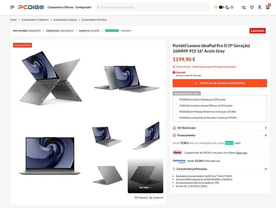 Lenovo IdeaPad Pro 5i - Ultra 9 185H - 32GB - 1TB