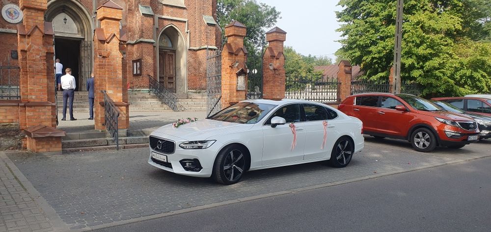 Auto do ślubu Volvo S90 R-Design  Biała Perła / Dekoracja auta w cenie