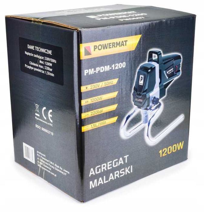 Agregat MALARSKI Pistolet Hydrodynamiczny POWERMAT PM-PDM-1200