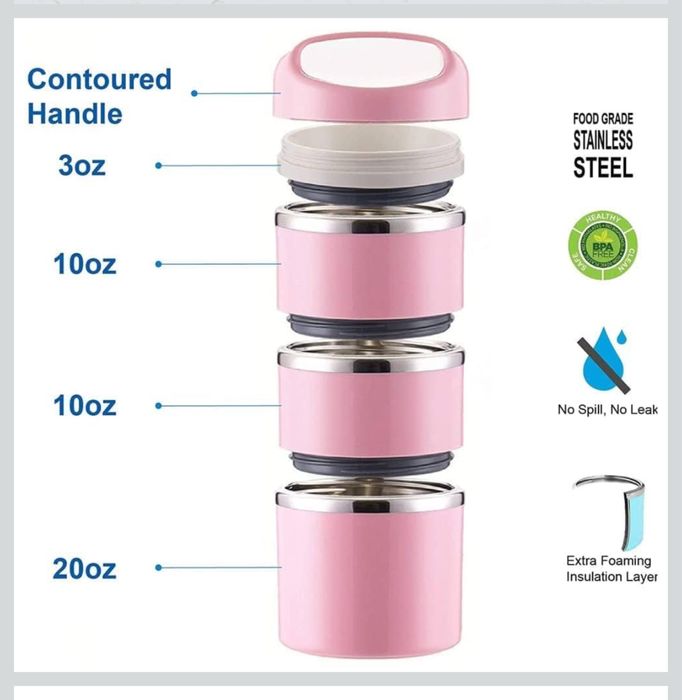 Termiczny pojemnik na posiłek 3 czesci