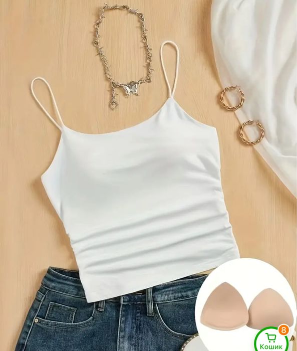 Біла майка з вставками