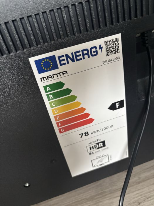 Telewizor Manta 58LUA120D – uszkodzone podświetlenie,58 cali 4K Smart