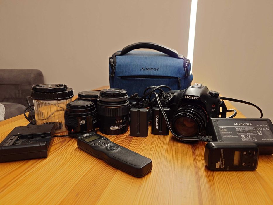 Sony A57 Zestaw do Timelapse 3 obiektywy, Pixel TW-283TX 2 baterie