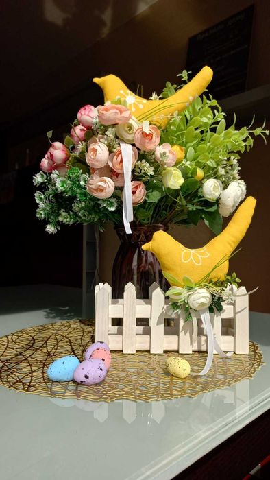 Великодні пташки кролик декор для дому інтер'єрі прикраси подарунок