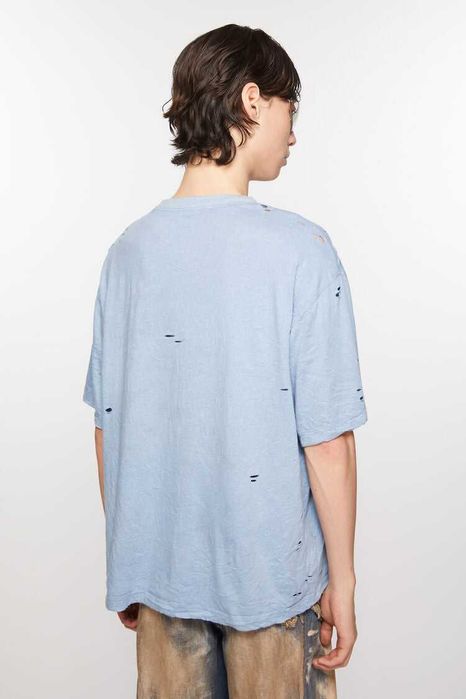 Футболка Acne Studios Distressed Logo Print T-Shirt Blue Melange