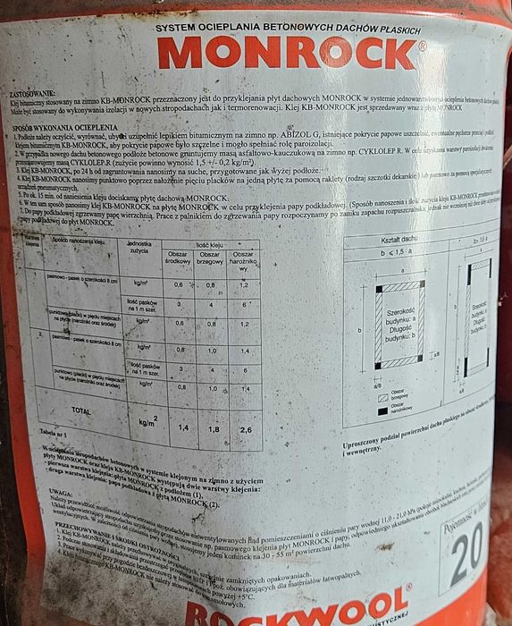 Klej bitumiczny do wełny mineralnej /papy,  KB Monrock