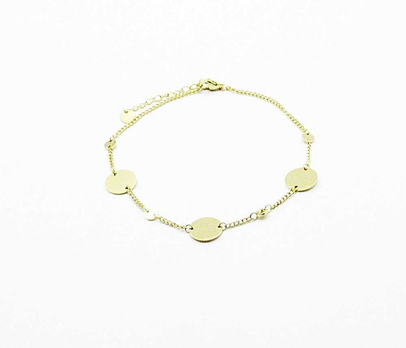 Bransoletka na nogę stal chirurgiczna monety złote prezent BN100