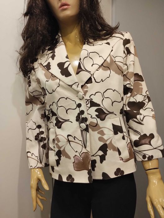 Marynarka damska BHS 42/44 XL kwiatowa beż brąz 3/4 rękaw