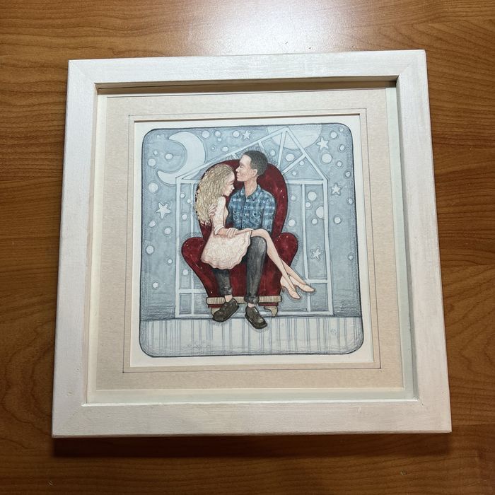 Картина, малюнок олівцем, робота художника, закохані