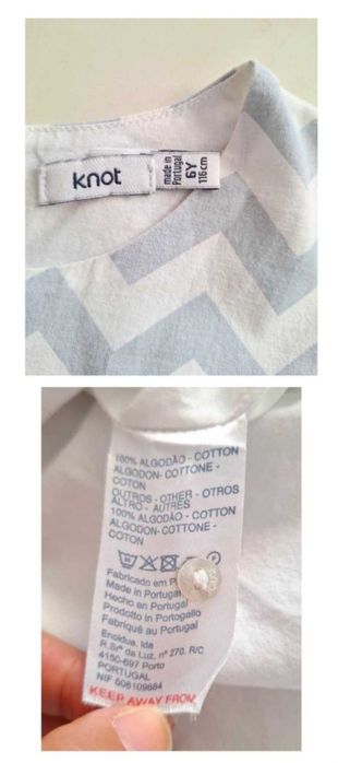 Vestido Knot 6 anos (116 cm) 100% algodão.