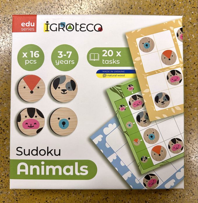 Дерев'яна гра-логіка "Судоку Тварини" 16 дет. IGROTECO. Sudoku