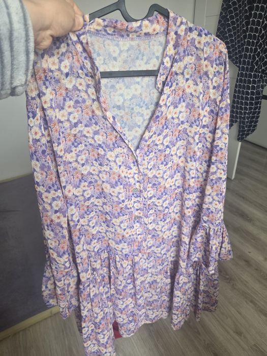Sukienka damska oversize kwiaty lekka M L stan bardzo dobry