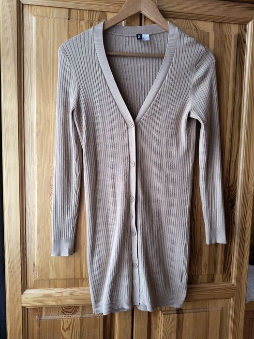 Kardigan hm damski beżowy prążkowany rozmiar M 38