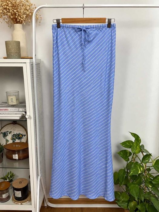 Spódnica maxi w błękitne paski 100% wiskoza Y2K