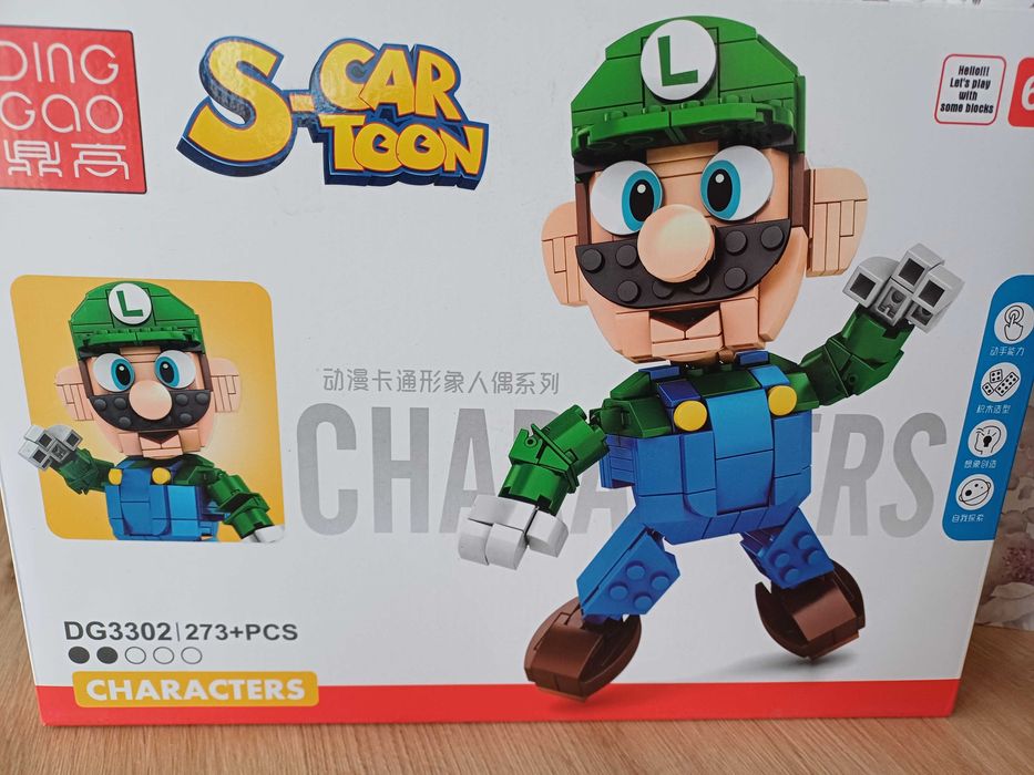 Super Mario Bros klocki Luigi duży 273el. rusza rękami i nogami j.nowy