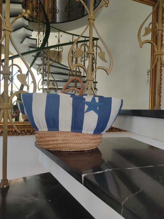 Cesta em palma Costa Nova Azul