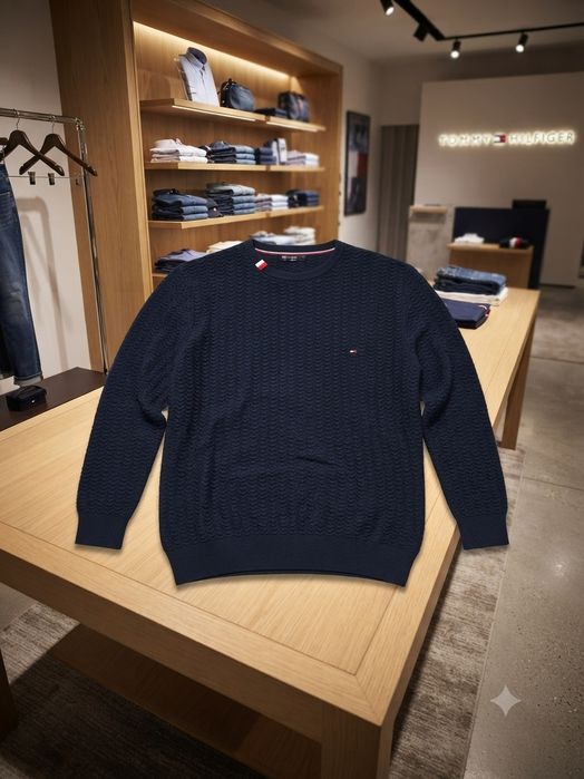 Sweter Tommy Hilfiger / Elegancki męski sweter splot XL / Stan Idealny