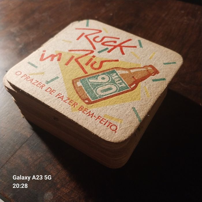 Lote 15 Bolachas de Cerveja Promocionais Originais – 1° Rock in Rio de 1985 (Cerveja Malt 90)