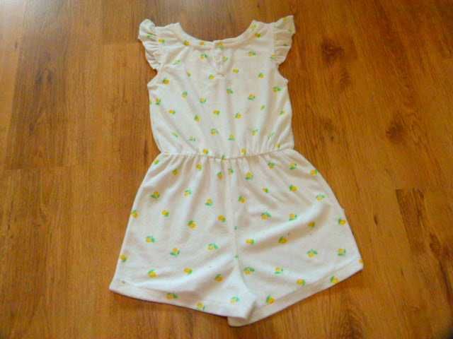 rozm 128 Primark kombinezon frotte biały w kwiaty żółte