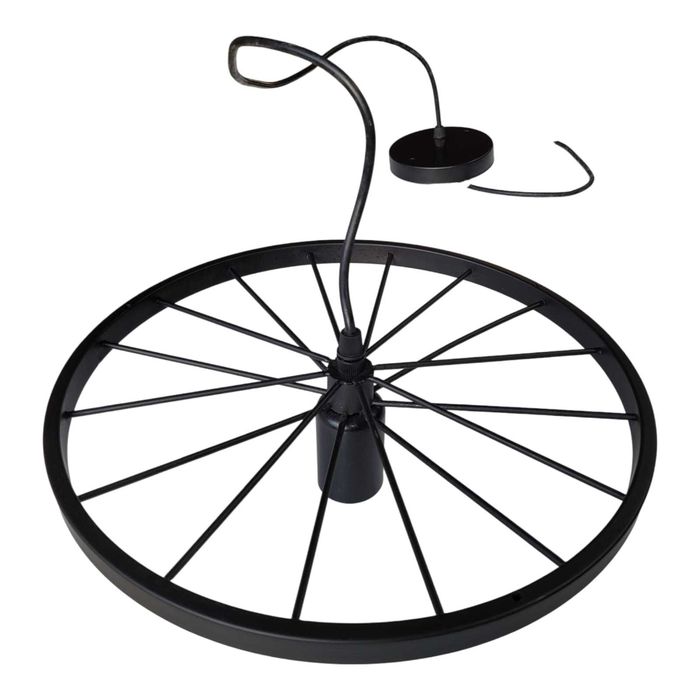 Candeeiro Pendente Industrial Roda Metal Preta E27 – Máx. 40W