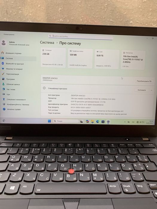 Ноутбук Lenovo ThinkPad T14 Gen 2 (Intel)