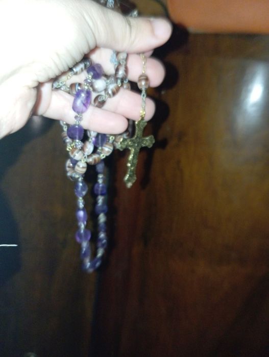 Colar cruz fio terço