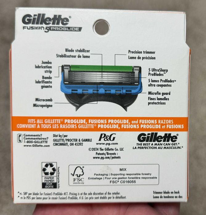 Оригинал 100% из США Gillette Proglide Fusion 8шт